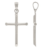 14k White Gold Sharp Edged Cross Religious Pendant - White,Small