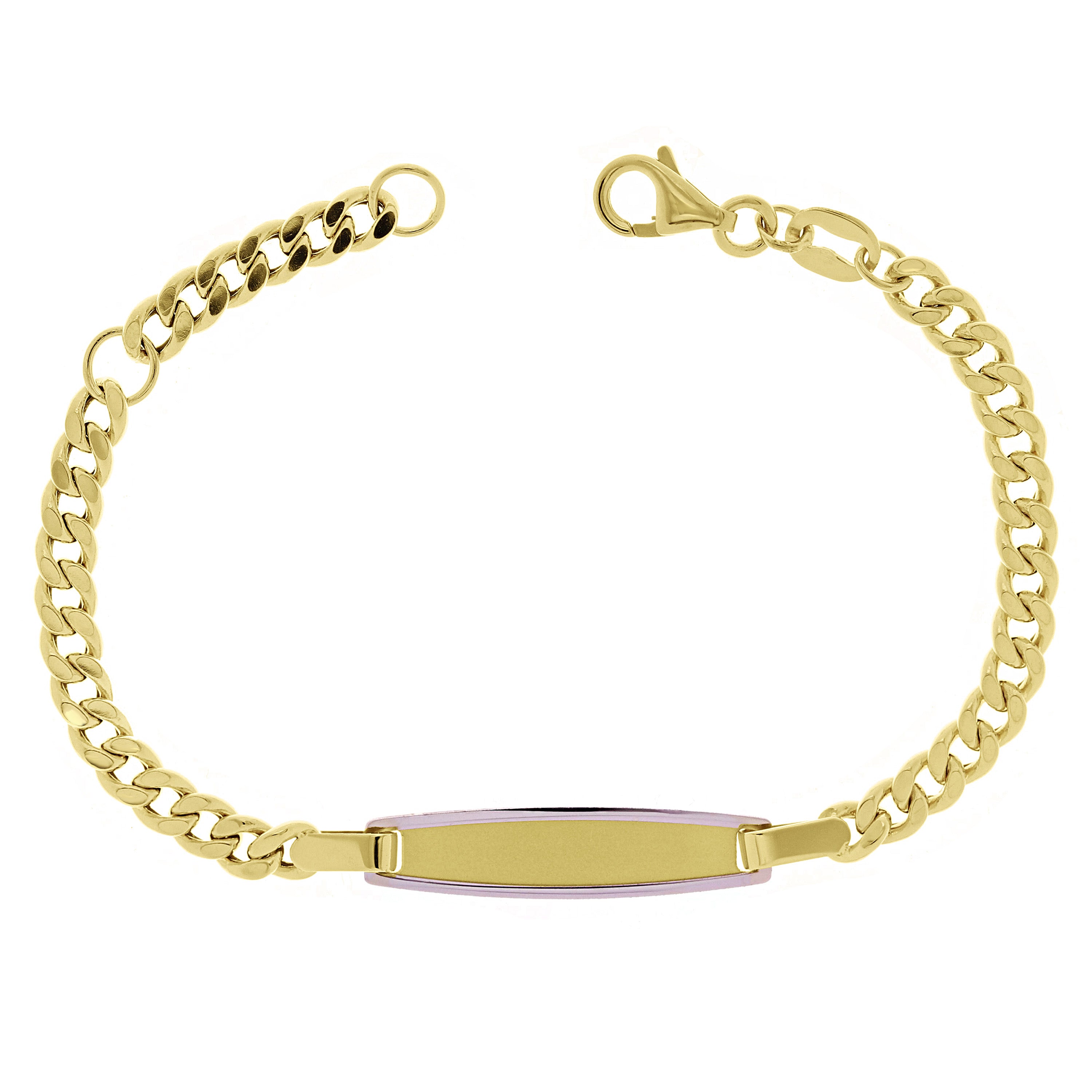 Italian 14k Two Tone Gold Engravable Miami Cuban Baby Kids ID Bracelet 6.5" 2.9g