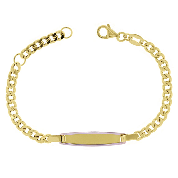 Italian 14k Two Tone Gold Engravable Miami Cuban Baby Kids ID Bracelet 6.5