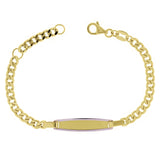 Italian 14k Two Tone Gold Engravable Miami Cuban Baby Kids ID Bracelet 6.5" 2.9g