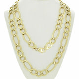 Men's 10k Yellow Gold Solid Figaro Link Chain Necklace 20" 11.25mm 55 grams - 20"