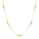 Italian 14k Yellow Gold Ball Beads & U Link Necklace 16" 2.5 grams