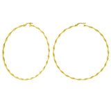 Italian 14k Yellow Gold Large Twisted Round Hoop Earrings 2.7" 2.5mm 2.6 grams