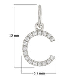 14k White Gold Diamond Initial Letter C Charm Pendant - Letter C,White