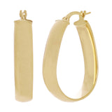 Italian 14k Yellow Gold Oblong Oval U-Shaped Hoop Earrings 1.2" 5.9mm 2.9 grams
