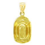 14k Yellow Gold Rodeo Horse Cowgirl Hat Cowboy Hat Charm Pendant 1" 2.5 grams