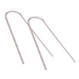 14k White Gold Drop Dangle Threader Double Bar Stick Earrings - White