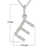 14k White Gold Diamond Initial Letter E Charm Pendant Necklace 18" - Letter E,White
