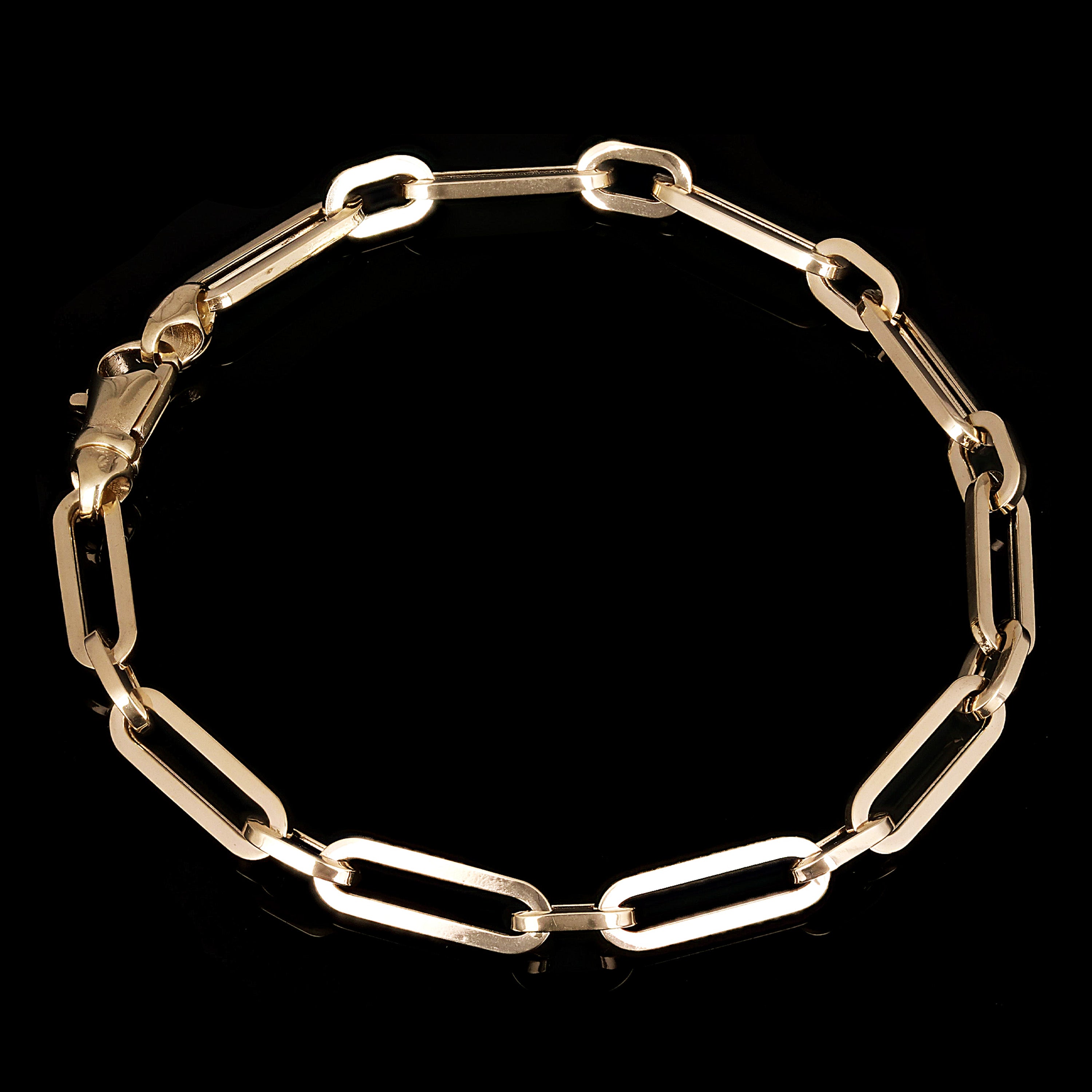 Italian 14k Yellow Gold Hollow Paper Clip Chain Bracelet 7.75" 4.9mm 4.8 grams - 7.75" 4.8 grams