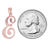 14k Rose Gold Initial Letter E Alphabet Charm Pendant - Letter E,Rose
