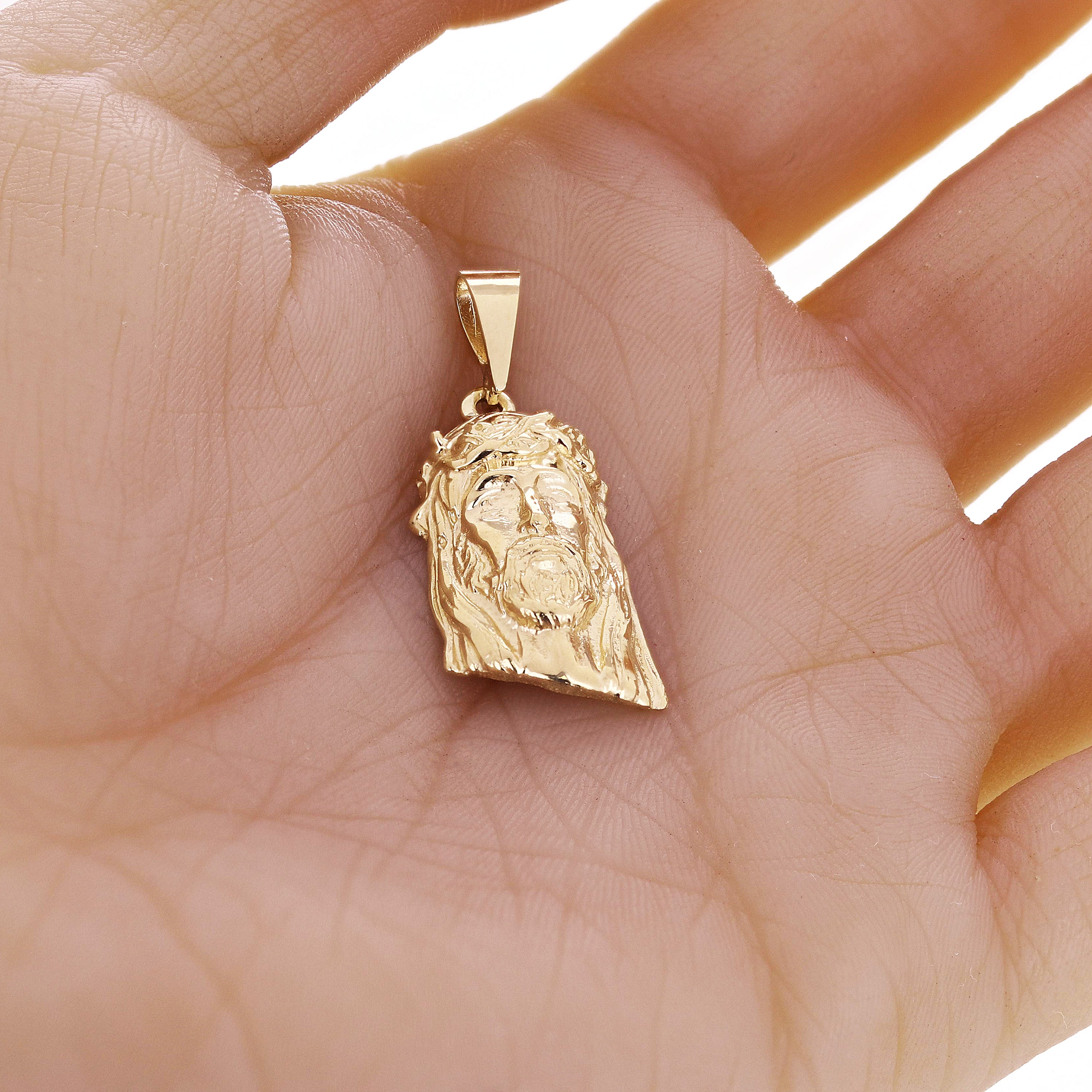 14k Yellow Gold Jesus Piece Jesus Christ Face Pendant 1.4" 8.7 grams