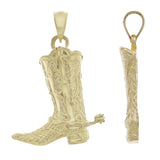 14k Yellow Gold Western Cowgirl Boots Cowboy Boots Charm Pendant 3.3 grams - Yellow