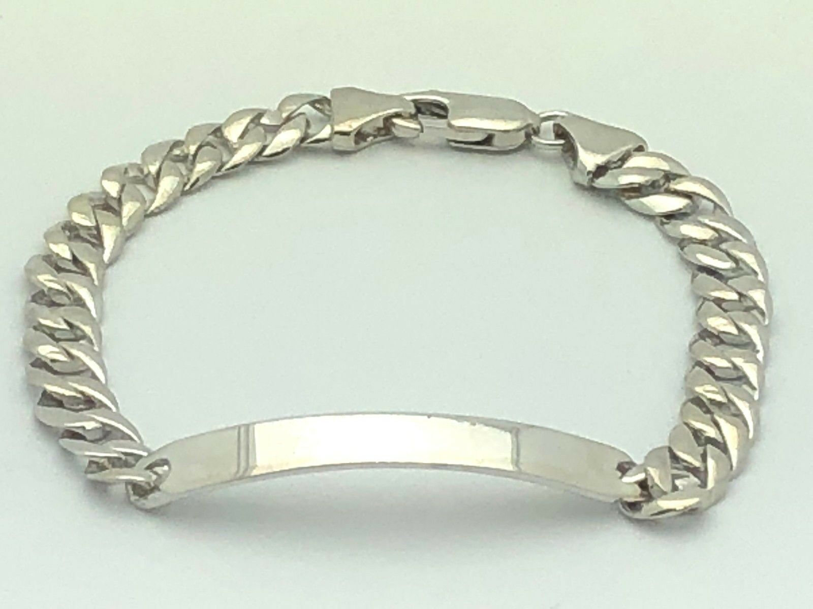 14k White Gold Child Baby Boy Kid Flat ID Cuban Bracelet 6" 7.3 grams