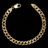 14k Yellow Gold Solid Curb Cuban Link Chain Bracelet 7" 7.8mm 20.7 grams - 7" 20.7 grams