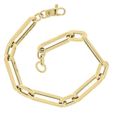 Italian 14k Yellow Gold Hollow Paper Clip Link Chain Bracelet 7.75" 7mm 7.7 gram