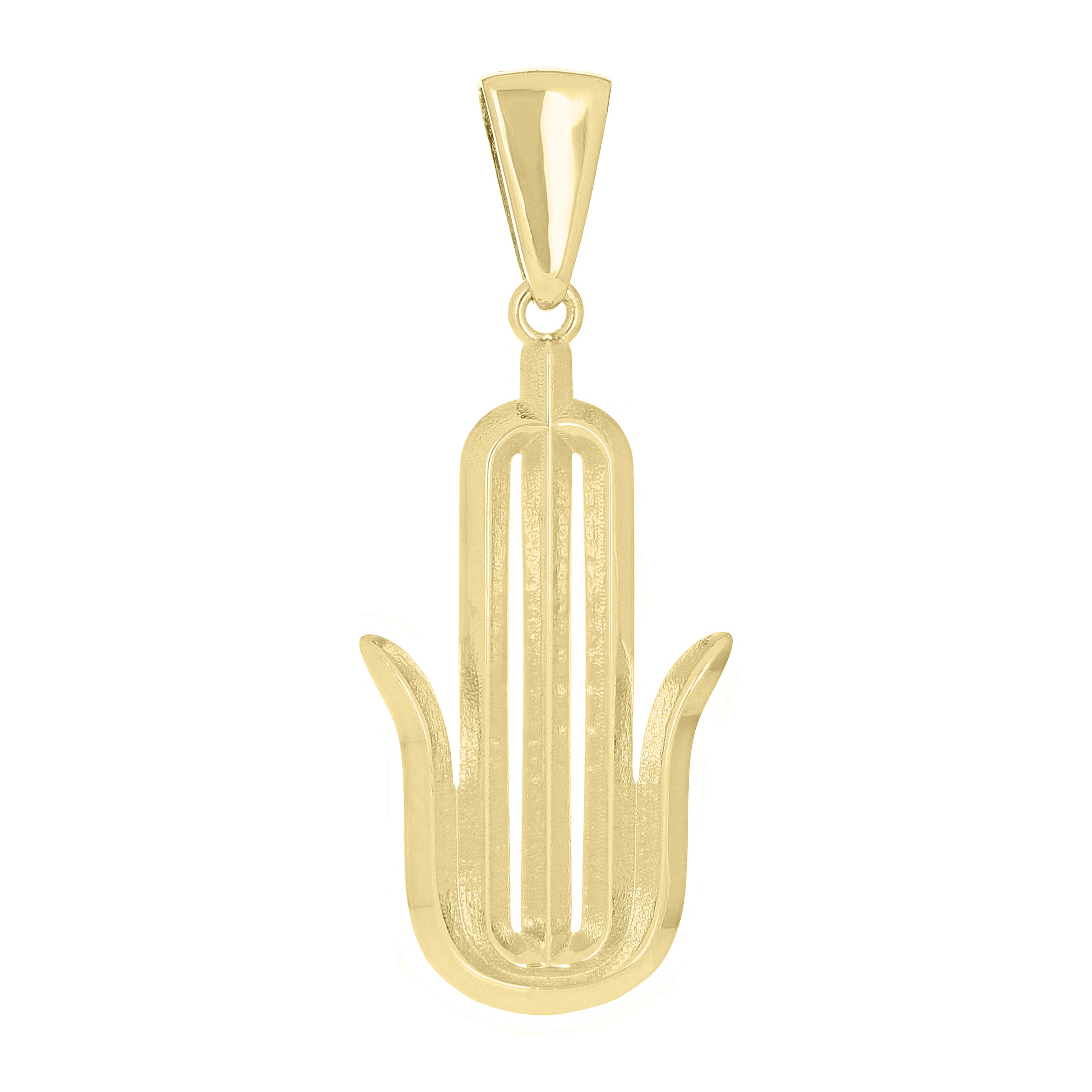 14k Yellow Gold Hamsa Charm Pendant 1.5" 3.7 grams