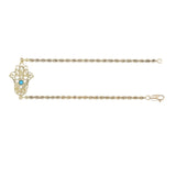 14k Yellow Gold Rope Chain Bracelet with Hamsa Hand of Fatima Charm 8" 5.4 grams