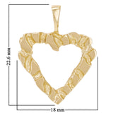 14k Yellow Gold Nugget Heart Charm Pendant 2.3 grams