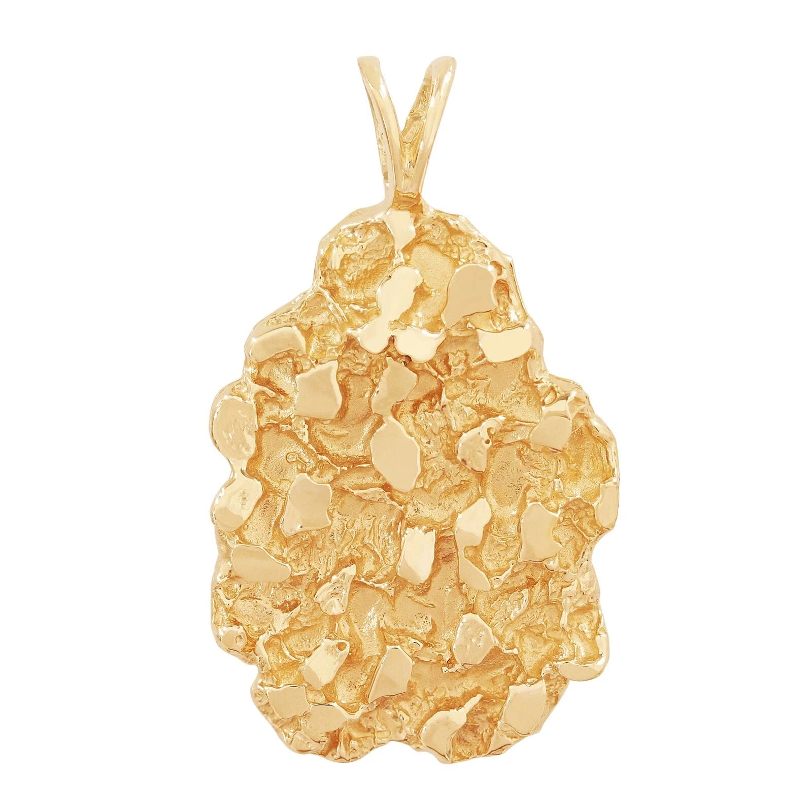 10k Yellow Gold Free Form Nugget Charm Pendant 1.6" 10 grams