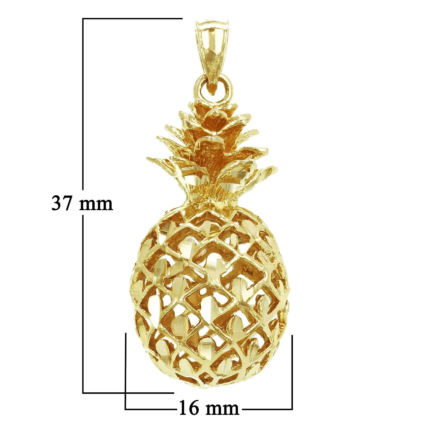 14k Yellow White or Rose Gold 3D Hawaiian Fruit Pineapple Charm Pendant 8.8 grams