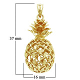 14k Yellow White or Rose Gold 3D Hawaiian Fruit Pineapple Charm Pendant 8.8 grams
