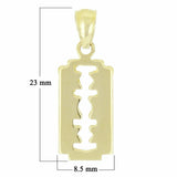 14k Yellow Gold Razor Blade Charm Pendant 1.1 grams