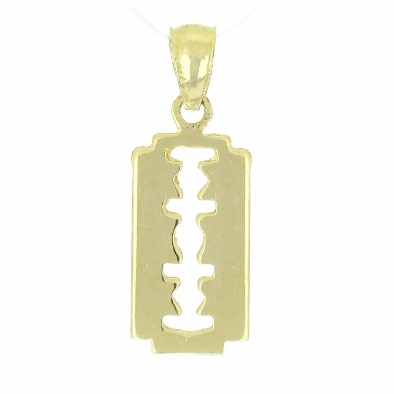 14k Yellow Gold Razor Blade Charm Pendant 1.1 grams