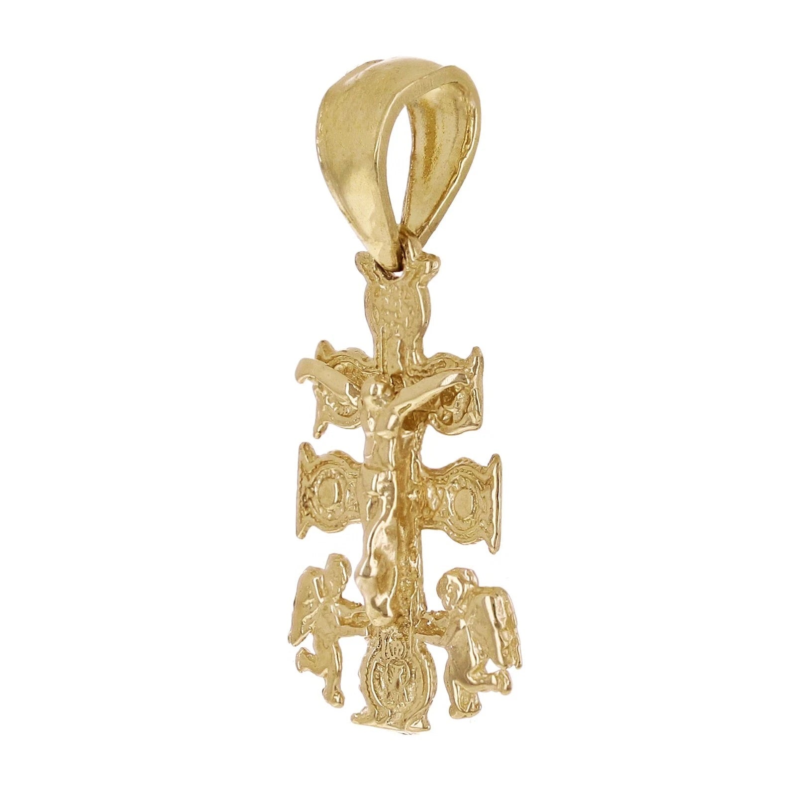 10k Yellow Gold Angels Caravaca Crucifix Cross Charm Pendant 1 gram