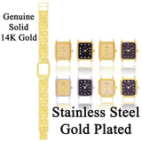 14k Yellow Gold Nugget Wrist Link Bracelet Geneve Diamonds Watch 8" 41 grams