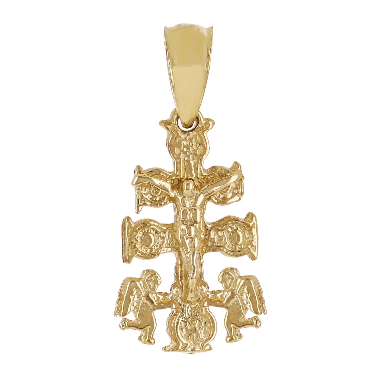 10k Yellow Gold Angels Caravaca Crucifix Cross Charm Pendant 1 gram