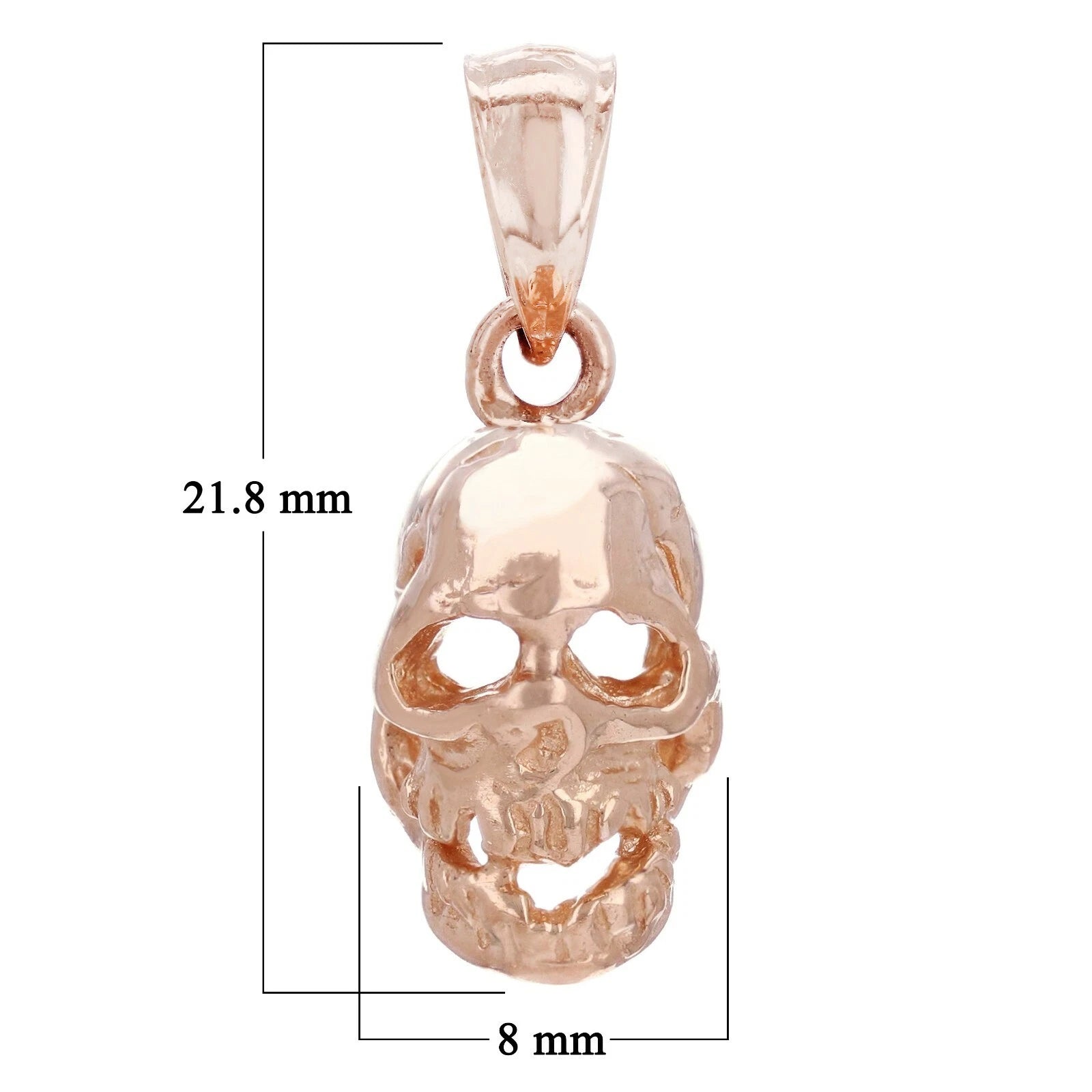 14k Yellow White or Rose Gold Skeleton Skull Charm Pendant Punk Retro 2.5 grams