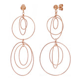 Italian 14k Rose Gold Round Drop Dangle Earrings 2.5" 3.9 grams