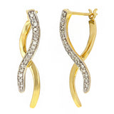 14k Yellow Gold 1/3ctw Diamond Dangle Intertwine Ribbon Earrings