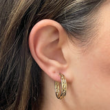 Italian 14k Yellow Gold Rope Creole Hoop Earrings 1" 5mm 2.7 grams