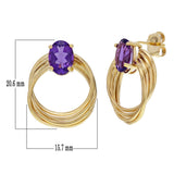 14k Yellow Gold Amethyst 4-Ring Entwined Circle Doorknocker Drop Earrings