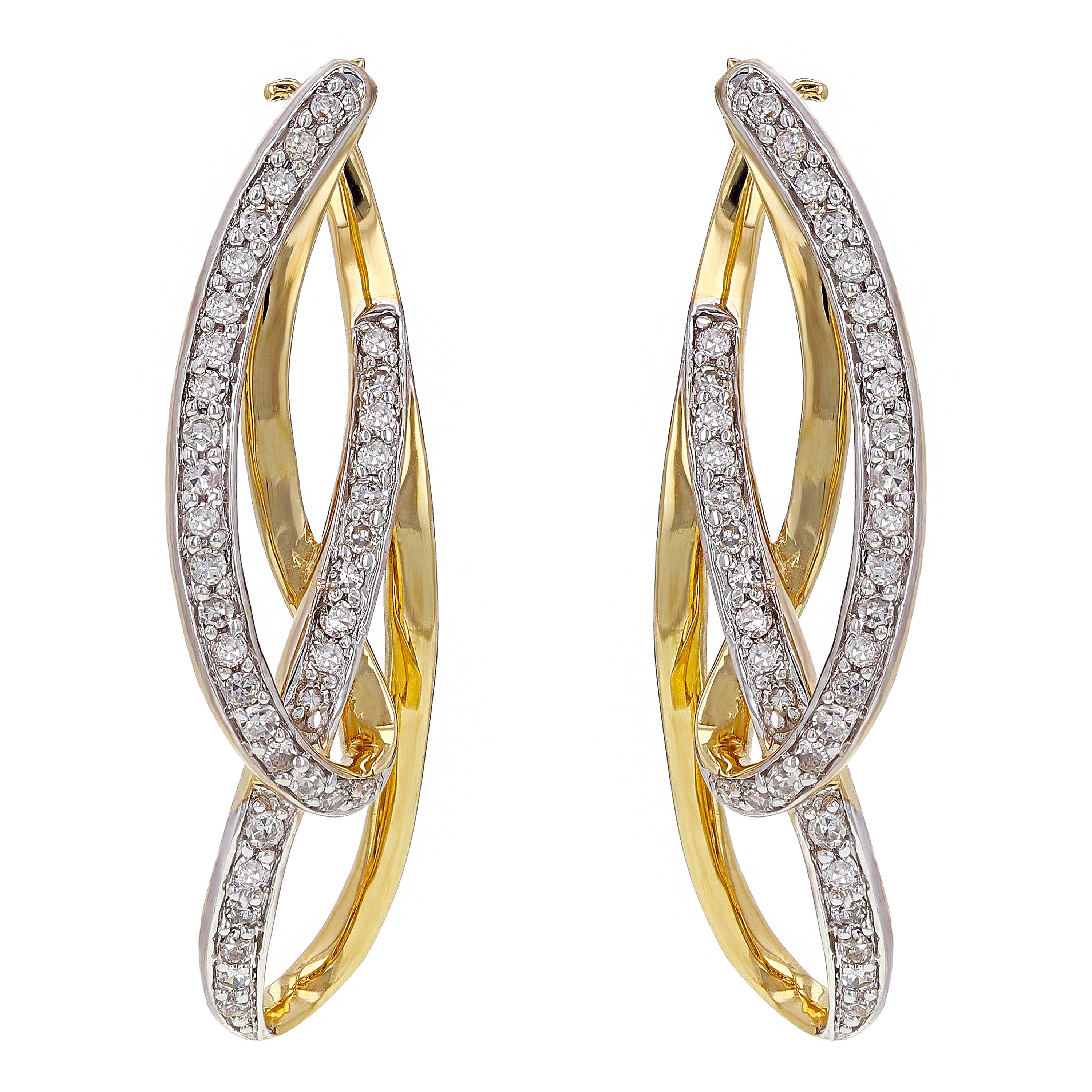 14k Yellow Gold 1/2ctw Diamond Loop Dangle Earrings