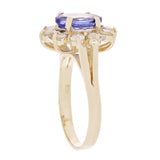 14k Yellow Gold 0.75ctw Tanzanite & Diamond Floral Cluster Cocktail Ring Size 7