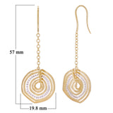 18k Yellow Gold 3/4ctw Diamond Swirl Circle Drop Dangle Earrings