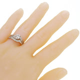 14k White Gold 0.91ctw Diamond Half-Bezel Swirl Matching 2 Piece Bridal Ring Set