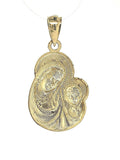 14k Yellow Gold Mother Mary Baby Jesus Medal Charm Pendant 1.7 grams