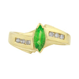14k White Gold Diamond & Marquis Emerald Ring Size 6 - 4 grams