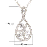 18k White Gold 0.65ctw Diamond Vine Design Pear Drop Pendant Necklace