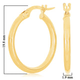 Italian 14k Yellow Gold High Polish 2mm 0.75" Diameter Round Hoop Earrings 1.1g