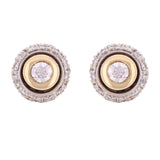 14k Yellow & White Gold 0.61ctw Diamond Modern Halo Round Stud Earrings