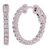14k White Gold 2.15ctw Diamond Inside Out Petite Hoop Earrings