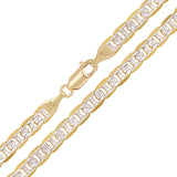 14k Yellow & White Gold Diamond Cut Mariner Chain Necklace 18" 5mm 16.7 grams