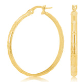 Italian 14k Yellow Gold Bamboo 2.8mm 1" Diameter Round Hoop Earrings 1.7 grams