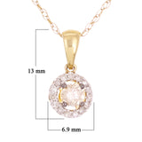 14k Yellow Gold 0.25ctw Champagne Diamond Halo Solitaire Pendant Necklace 18"