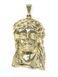 14k Yellow Gold Jesus Piece Jesus Christ Face Pendant Religious Charm 2.15"13.8g