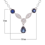 14k White Gold 0.15ctw Sapphire & Diamond Dangle Drop Y-Necklace